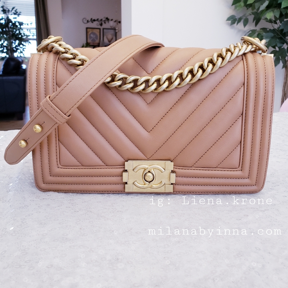 Chanel Lambskin medium dark beige bag